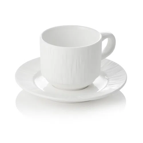 Obertasse mit Untertasse Set MAYA SHIRO, 240 ml, weiß, Set á 4 Stück, Porzellan - 4850724 - 4850724