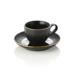 Espressotasse mit Untertasse Set MAYA KURO, 80 ml, schwarz, Set á 4 Stück, Porzellan - 4851708 - 4851708