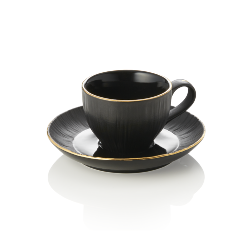 Espressotasse mit Untertasse Set MAYA KURO, 80 ml, schwarz, Set á 4 Stück, Porzellan - 4851708 - 4851708