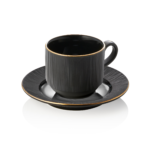 Obertasse mit Untertasse Set MAYA KURO, 240 ml, schwarz, Set á 4 Stück, Porzellan - 4851724 - 4851724