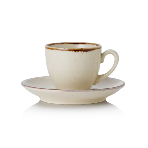 Espresso- und Untertasse Set SMILLA SAND, 90 ml, sand, Set á 6 Stück, Porzellan - 4887909 - 4887909