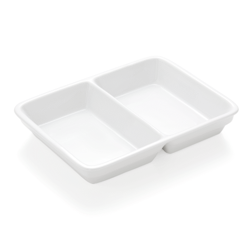Abteilschale Set HAMBURG SYSTEM, 23,5 x 17,5 x 4,5 cm, 2-fach Unterteilung, Set á 3 Stück, Porzellan - 4925232 - 4925232