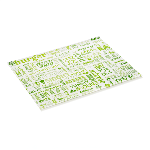 Burgerpapier Veggie Set WRAP & GO, 28 x 34 cm, Set á 1000 Stück, Fettpapier - 9995434 - 9995434