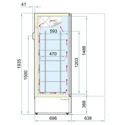 Tiefkühlschrank Glastür Marin Umluft Combisteel 7295.0075
