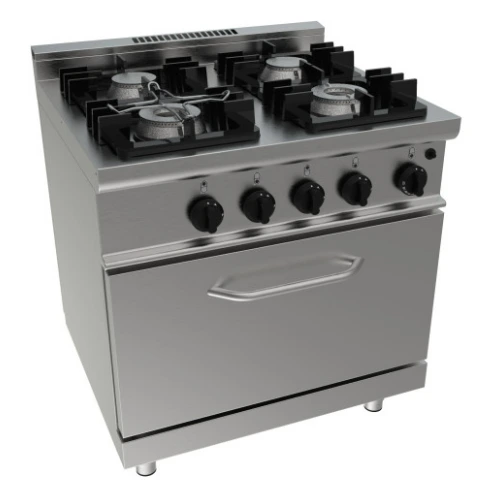 Gasherd + Gasofen 4 Brenner Ofen 21GN 2 x 4,5 kW (hinten) und 2 x 7,5 kW (vorne) B800xD700XH850mm Saro 423-1030