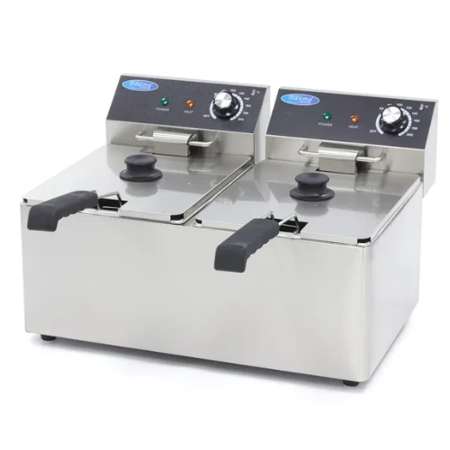 Gastro Fritteuse - 2 x 8 l - 2 Körbe - Bis zu 2.8 kg Pommes Frites | MAXIMA 09365225 - 09365225