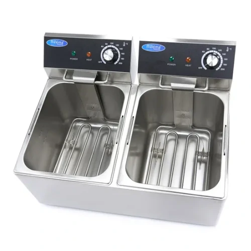 Gastro Fritteuse - 2 x 8 l - 2 Körbe - Bis zu 2.8 kg Pommes Frites | MAXIMA 09365225 - 09365225