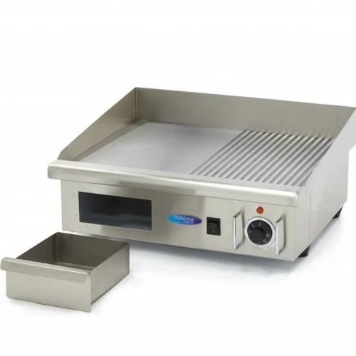 Gastro Grillplatte - Halb Gerillt - 55 cm - inkl. Tropfschale - Maxima 09300072