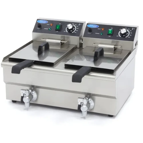 Maxima Gastro Fritteuse - 2 x 10 liter - 2 Körbe - mit Ablasshahn - 09365229 - 09365229