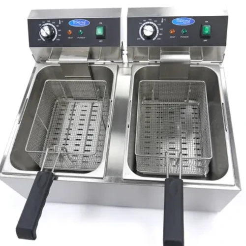 Maxima Gastro Fritteuse - 2 x 11 liter - 2 Körbe - Bis zu 2.8 kg Pommes Frites - B570xT475xH350 mm - 09365227