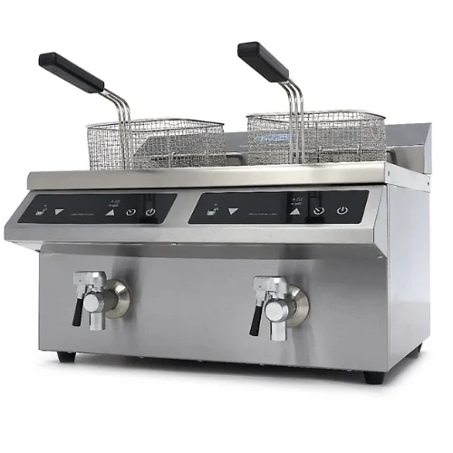 Maxima Gastro Induktion Fritteuse - 2 x 8 liter - 2 Körbe - mit Ablasshahn - 09371095