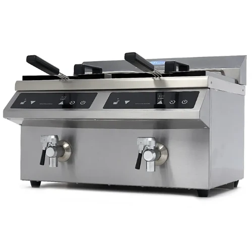 Maxima Gastro Induktion Fritteuse - 2 x 8 liter - 2 Körbe - mit Ablasshahn - 09371095