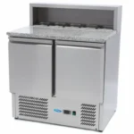 Maxima Gastro Pizzakühltisch - 90 cm - 2 Türen - Passt 5 x 1/6 GN - inkl. Edelstahlabdeckung - 09400200