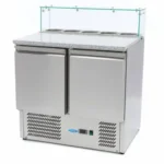 Maxima Gastro Pizzakühltisch - 90 cm - 2 Türen - Passt 5 x 16 GN - inkl. Glasabdeckung - 09400207